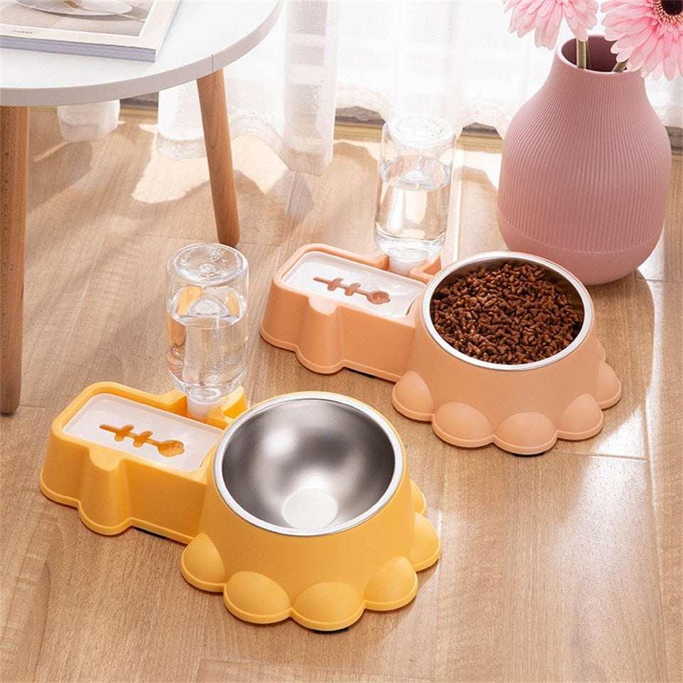 2 IN 1 Pet Cat Bowl With 350ml Automatic Water Feeder
