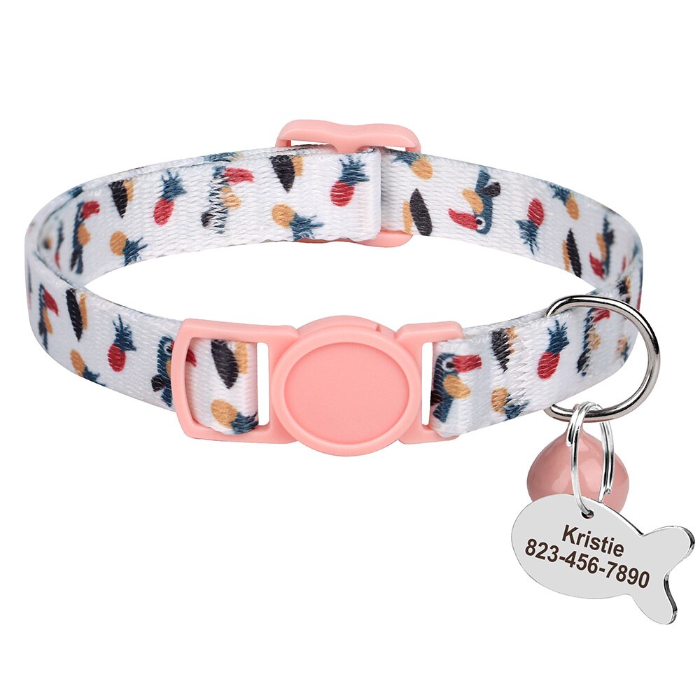 Bohemia Personalized ID Pet Cat Collar Free Engraving Custom Nylon Safety Breakaway Puppy Cat Collars Necklace Pet Accessories