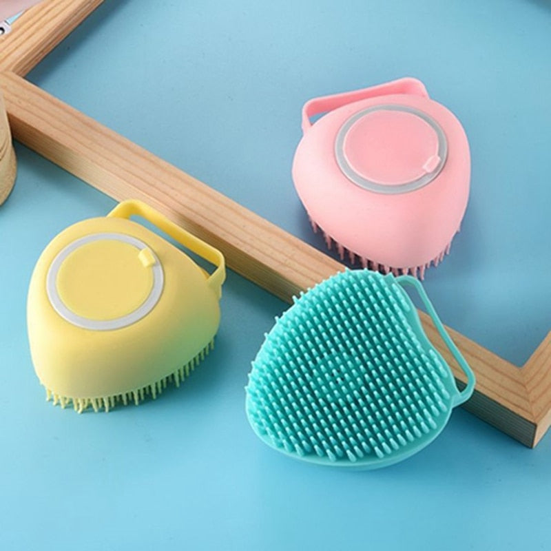 Bathroom Dog Bath Brush Massage Gloves Soft Safety Silicone Comb with Shampoo Box Pet Accessories for Cats Shower Grooming Tool