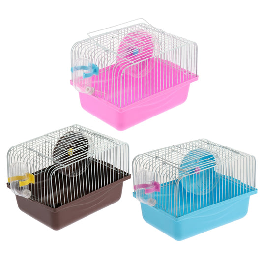 Hamster Mouse Toilet Gerbile Cage Transport Cage Box Bath with Running Wheel Pet Toy House Bathroom Water Bottle Dish Supplies