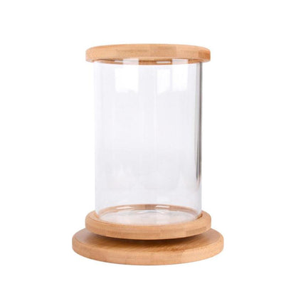 1 STÜCKE Mini Glas Aquarium Bambus Basis Aquarium Dekoration Drehen Dekoration Fisch Schüssel Ökologische Flasche Aquarium Zubehör