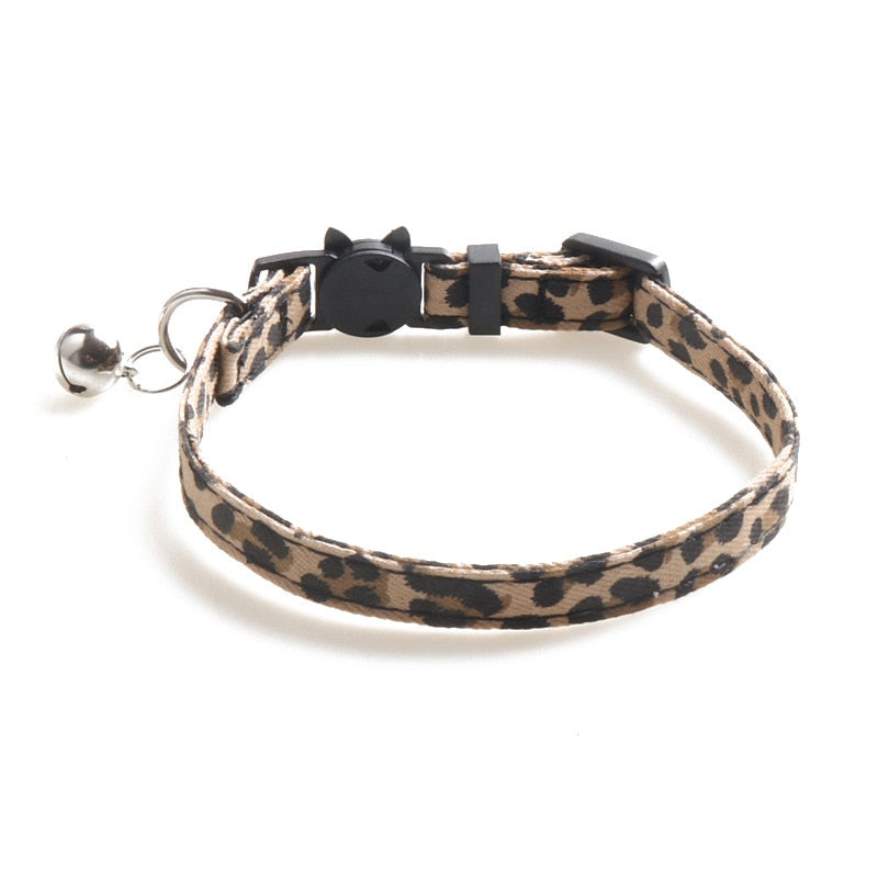 Cat Collar Breakaway with Bell Leopard Durable &amp; Safe Cute Kitten Collars Safety Adjustable Kitty Collar for Cat Puppy 7.5-11in