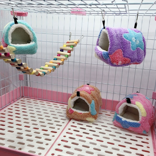 Winter Warm Hamster Bed Hanging Sugar Glider Hammock Nest Home Small Pet Cage Accessories Hide Cave Bedding for Hamster Rat