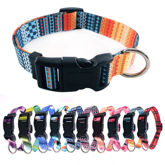 10Styles Bohemian Pet Collars Fashion Printed Adjustable Puppy Collar High-Quality National Style Neckband For Medium Large Dog