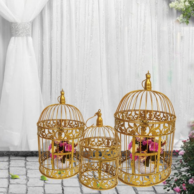 Fashion Large Antique Decorative Bird Cages Hand Made Classic Iron Birdcage for Wedding Decoration free shipping