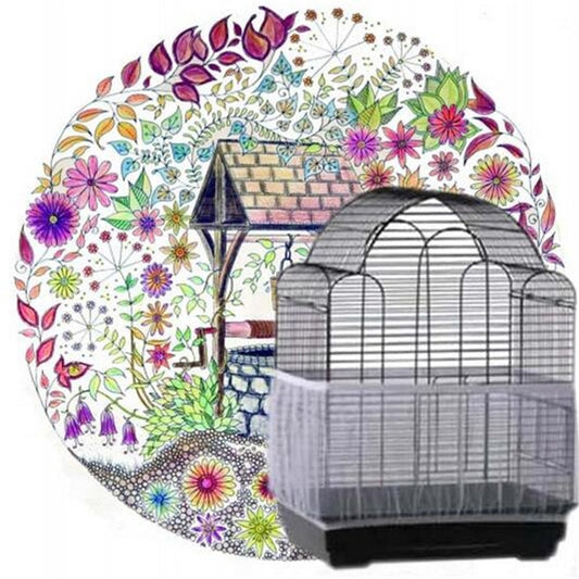 Nylon Mesh Bird Cage Cover Shell Skirt Net Easy Cleaning Seed Catcher Guard Bird Cage Accessories Airy Mesh Parrot Bird Cage Net