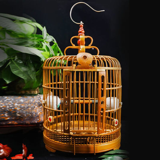 Thrush Bird Cage Bamboo Full Set of Accessories Boutique Handmade Bird Cage Octopus Bird Cage Bamboo Large Bird Cage bird house