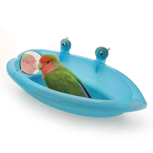 1 Piece of Small Bird Bath Tub with Mirror Pet Parrot Peony Various Small Bird Bath Supplies Bird Accessories