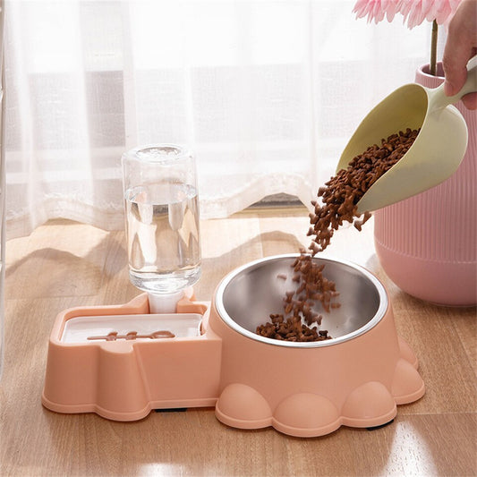 2 IN 1 Pet Cat Bowl With 350ml Automatic Water Feeder