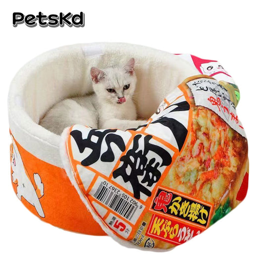 Pet Bed Instant Noodle Dog Bed Warm Kennel Cat House Winter Cat Beds Cushion Creative Plush Dogs House Pets Nest Removable Cover