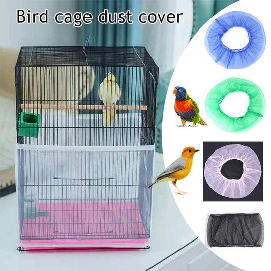 Easy Cleaning Nylon Mesh Bird Cage Cover Shell Skirt Net Seed Catcher Guard Bird Cage Accessories Airy Mesh Parrot Bird Cage Net