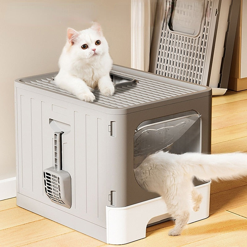 Lettiera pieghevole chiusa grande spazio superiore in toilette per gatti lettiera per gatti grassi lettiera per gatti domestici grandi forniture per la pulizia lettiera per gatti