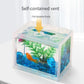 Mini Betta Fish Tank Creative Building Block Fish Cylinder Landscape Lamp LED Light Home Table Decoration accesorios para pecera