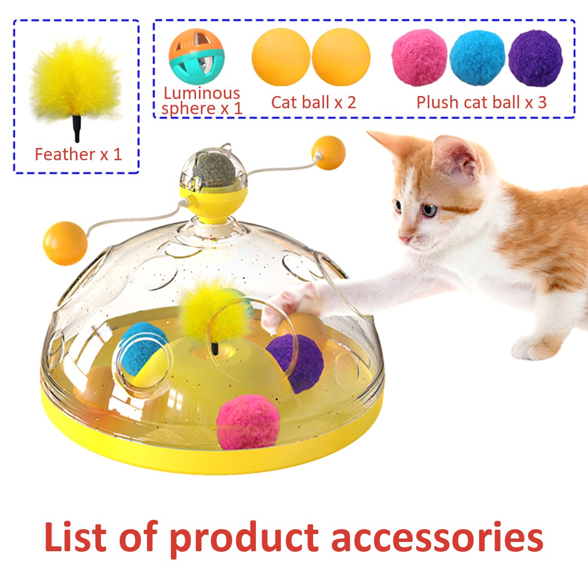 Funny Cat Windmill Toys Interesting Turntable for Kitten Pets Interactive Educational Toy with Luminous Ball Catnip Cat Product