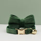 Velvet Cat Collar Bowknot Adjustable Safety Personalized Dog Collar Harness Customized Name Soft Velvet Harness Leash