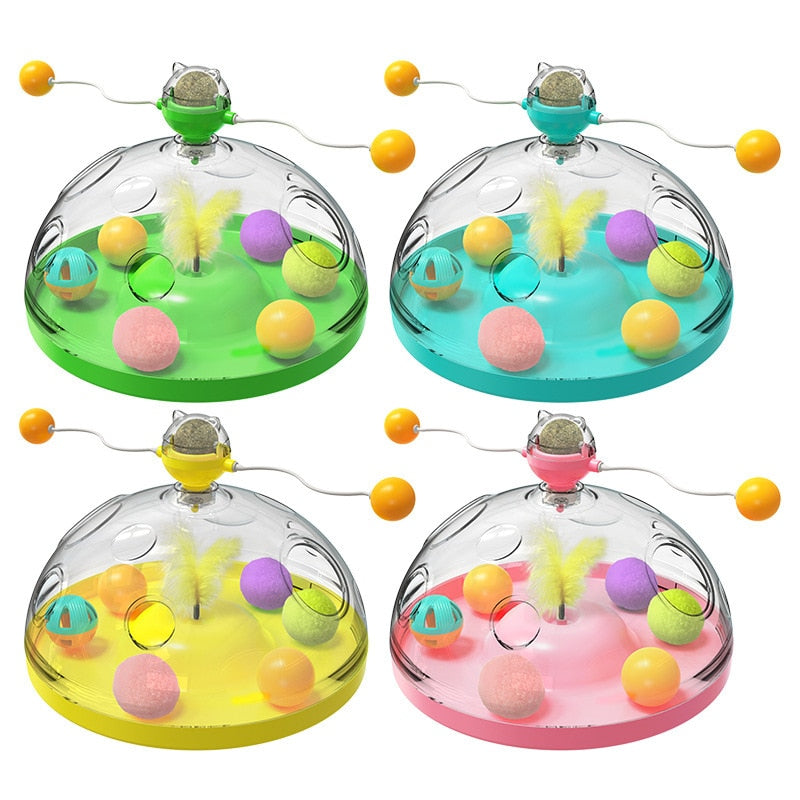 Funny Cat Windmill Toys Interesting Turntable for Kitten Pets Interactive Educational Toy with Luminous Ball Catnip Cat Product