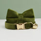 Velvet Cat Collar Bowknot Adjustable Safety Personalized Dog Collar Harness Customized Name Soft Velvet Harness Leash