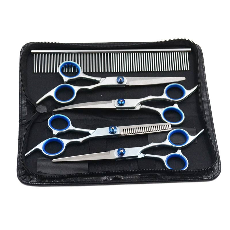 Pet Cat Dogs Grooming Scissors Set Hairdresser Scissors For Dogs Animal Barber Straight Bend UP Curved Shears Teeth Cutting Tool