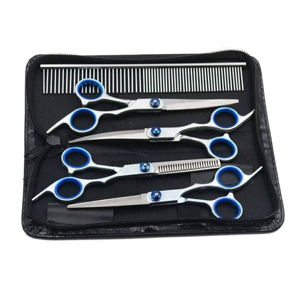 Pet Cat Dogs Grooming Scissors Set Hairdresser Scissors For Dogs Animal Barber Straight Bend UP Curved Shears Teeth Cutting Tool