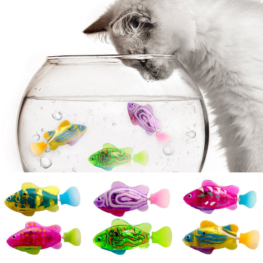 Cat Interactive Electric Fish Toy Water Cat Toy for Indoor Play Swimming Robot Fish Toy for Cat and Dog with LED Light Pet Toys