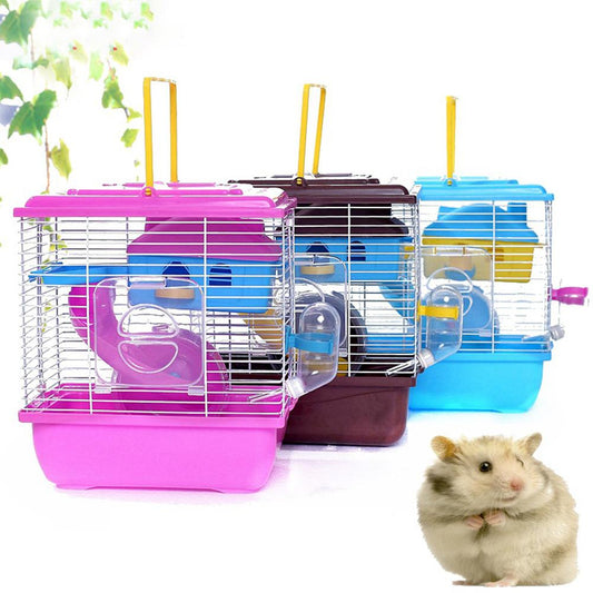 Pet Cage Hamster Cottage with Transparent Skylight Double Layer House for Hamster Golden Hamster Pet