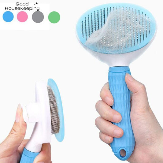 Dog Hair Removal Comb Grooming Brush Stainless Steel Cats Combs Automatic Non-slip Brush for Dogs Cats Cleaning Supplies