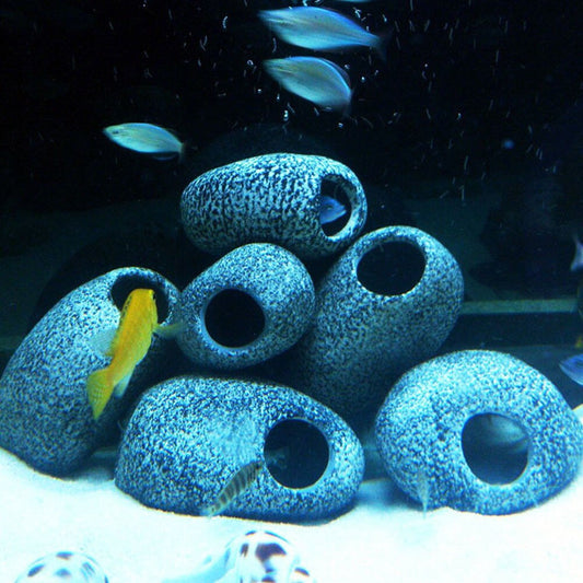 Aquarium Cichlid Stone Ceramics Rock Cave Aquarium Fish Tank Pond Shrimp Breeding Ornament Decor Accessory Decorative Marbles