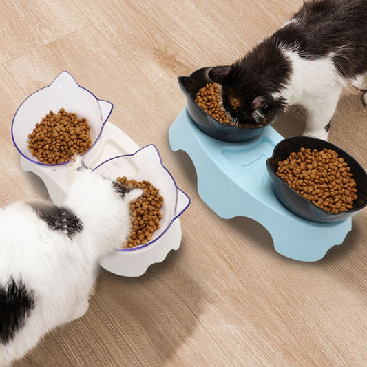 Double Dish Elevated Bowl for Cats And Small Dogs