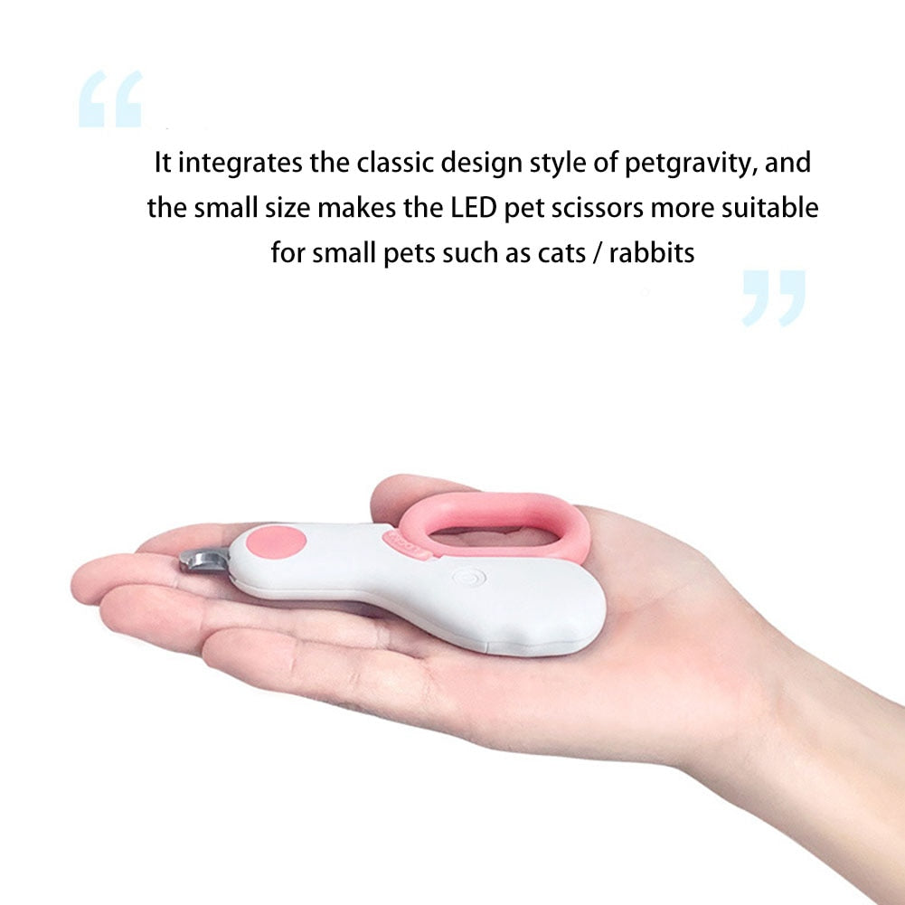 Professional Pet Nail Clipper LED Light Cat Dog General Lighting Ear Mites for Nail File Beauty Tool Trimmer with Safety Lock