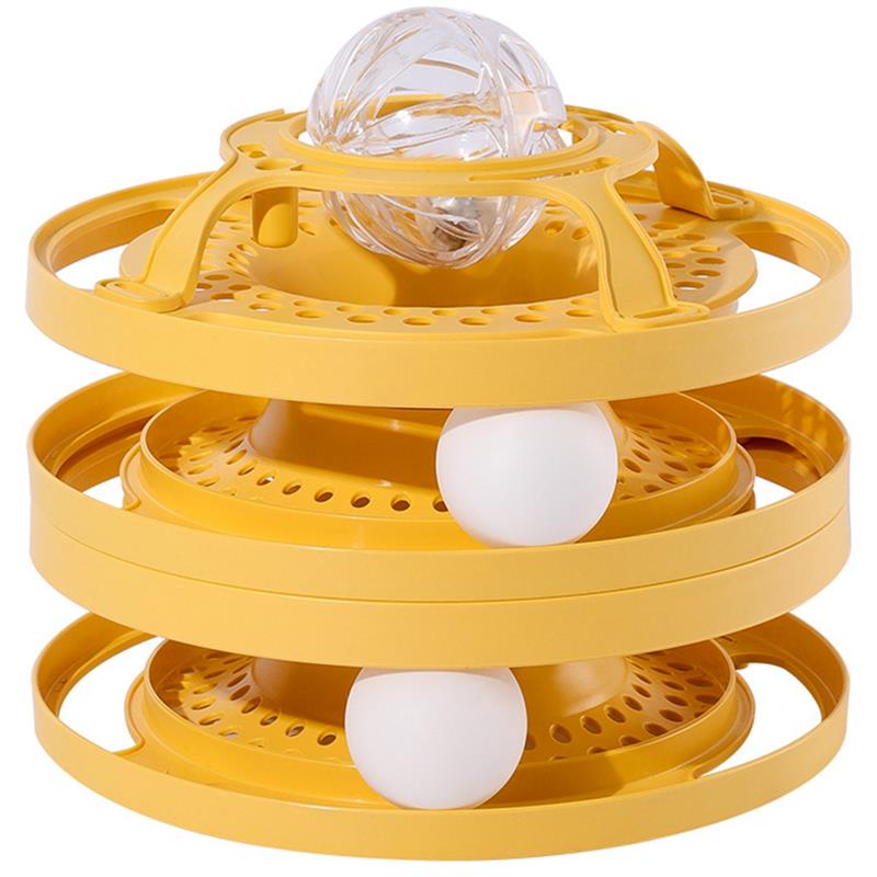 3 Levels Cat Tracks Toy With Balls Pet Cat Toy Tower Tracks Disc Puzzle Exercise Teaser Interactive Chase Toys For Cats Kitten