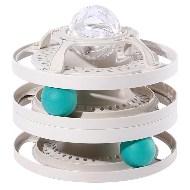 3 Levels Cat Tracks Toy With Balls Pet Cat Toy Tower Tracks Disc Puzzle Exercise Teaser Interactive Chase Toys For Cats Kitten
