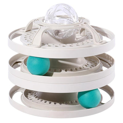 3 Levels Cat Tracks Toy With Balls Pet Cat Toy Tower Tracks Disc Puzzle Exercise Teaser Interactive Chase Toys For Cats Kitten