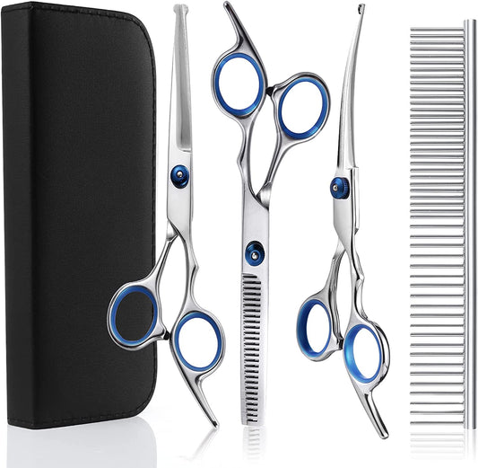 17cm Dog Grooming Scissors Set with Safety Round Tip Cat Dog Hair Cutting Tool Pet Grooming Scissors Kit for Dog Cat Hair Care