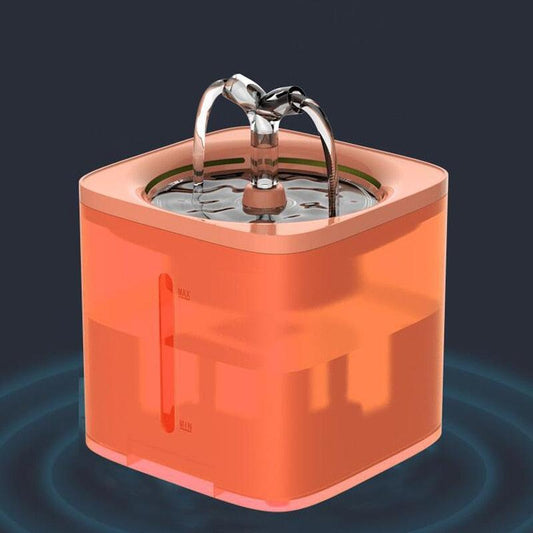 2L Cat Drinker Water Fountain Automatic Circulating Filter Drinking Bowl Orange Grey Smart Pet Dispenser With Motion Sensor