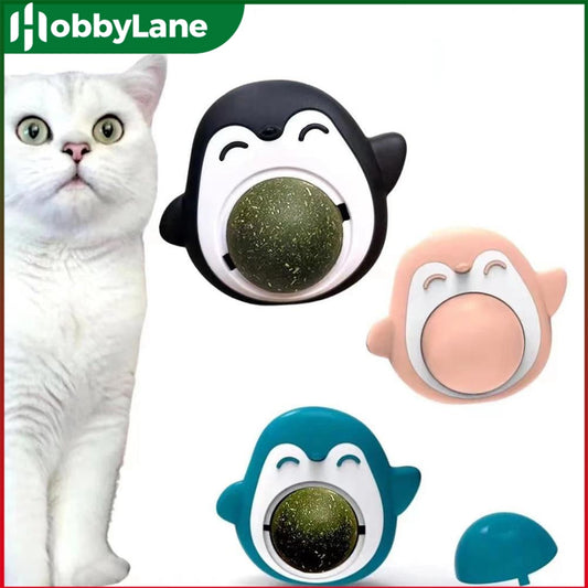 Cat Catnip Ball Penguin Shape 360 Degree Rotating Healthy Edible Ball Teeth Cleaning Molar Toy Cat Candy Snacks Pet Supplies