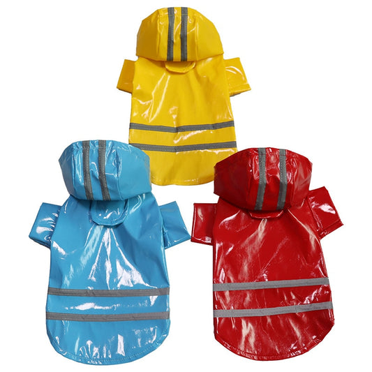 Pet Dog Clothes Waterproof Dogs Hooded Raincoat Reflective Strip Puppy Rain Coat Jacket Outdoor Dog Apparels for Small Dogs