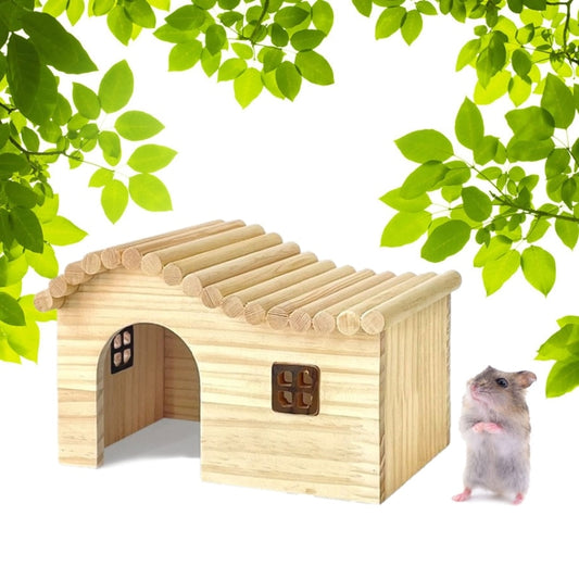 Cute Hamster House Hedgehog Climbing Toy Waterproof Wooden Small Animal Beds Anti-mite Cottage Pet Cozy Supplies D0LD