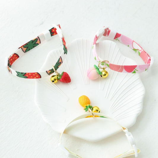 Cute cartoon fashion cat collar adjustable clock dog collar summer strawberry pineapple pet collar kitten and puppy decoration