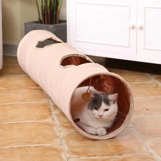 Collapsible Pet Tunnel with Ball Cat Kitten Play Tube Long 120cm 2 Holes Funny Hide Tunnel Cat Puppy Rabbit Bunnies Pet Toys