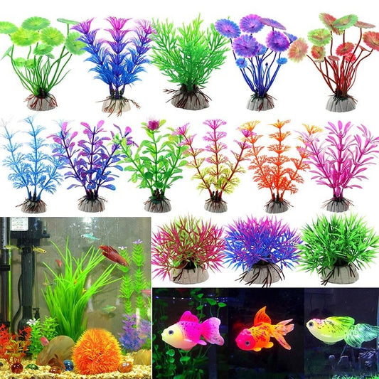 1pc Artificial Grass Aquarium Decoration Water Ornament Plastic Plant Fish Tank Aquarium Decoration Accessories Multi Colors