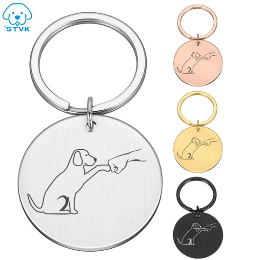 Free Custom Dog ID Tag Engraved Retro Personalized Name ID Tag for Dogs Cats Puppies Round Metal Nameplate Pet Products