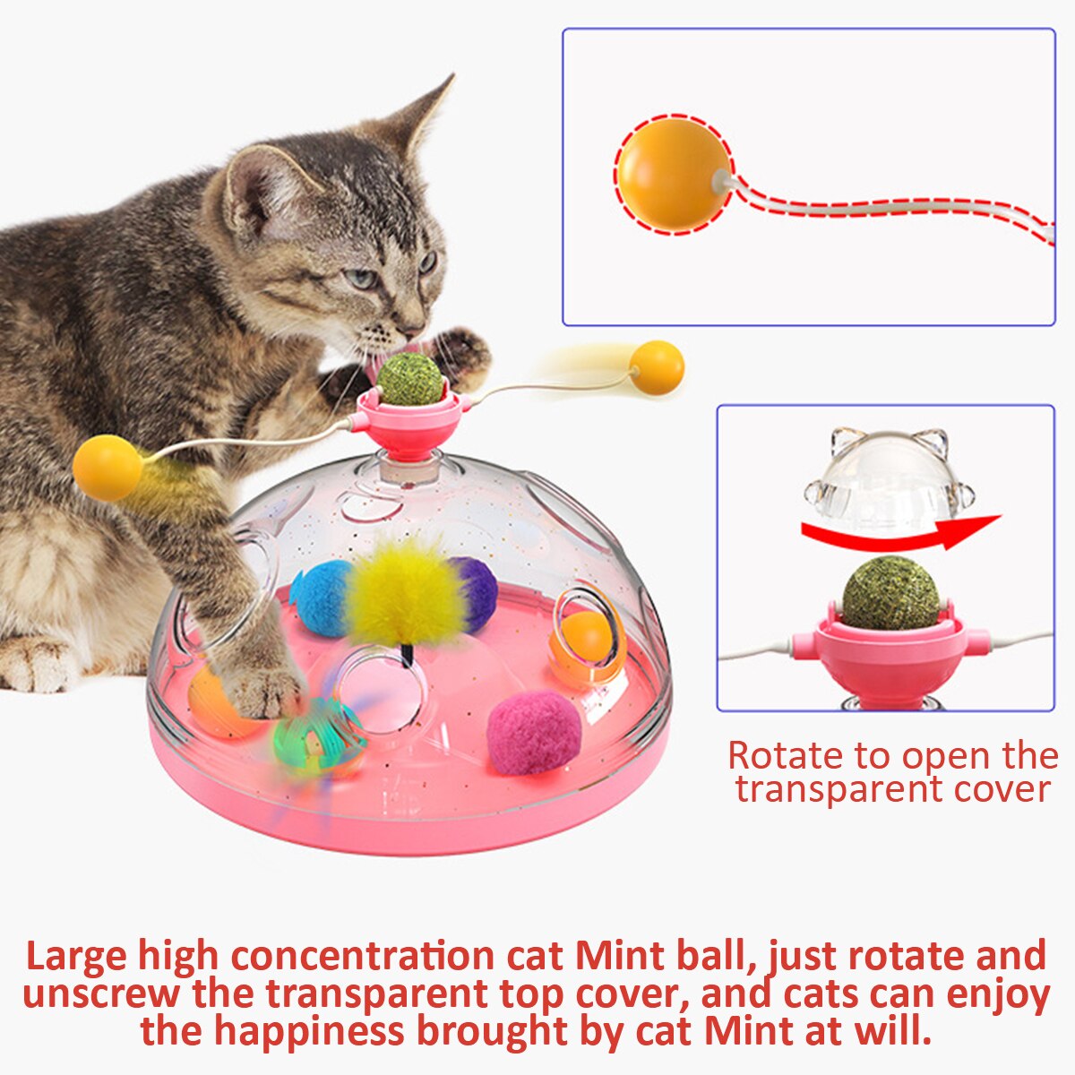 Funny Cat Windmill Toys Interesting Turntable for Kitten Pets Interactive Educational Toy with Luminous Ball Catnip Cat Product