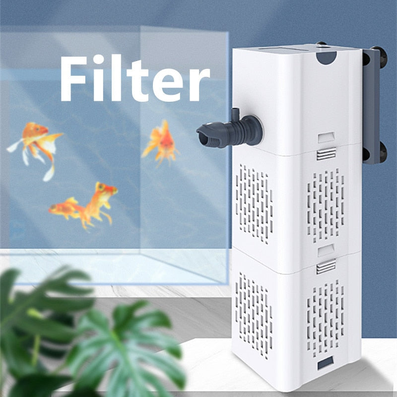 3-in-1-Filter für Aquarien, Aquariumfilter, Mini-Aquariumfilter, Sauerstoff-Tauchwasserreiniger