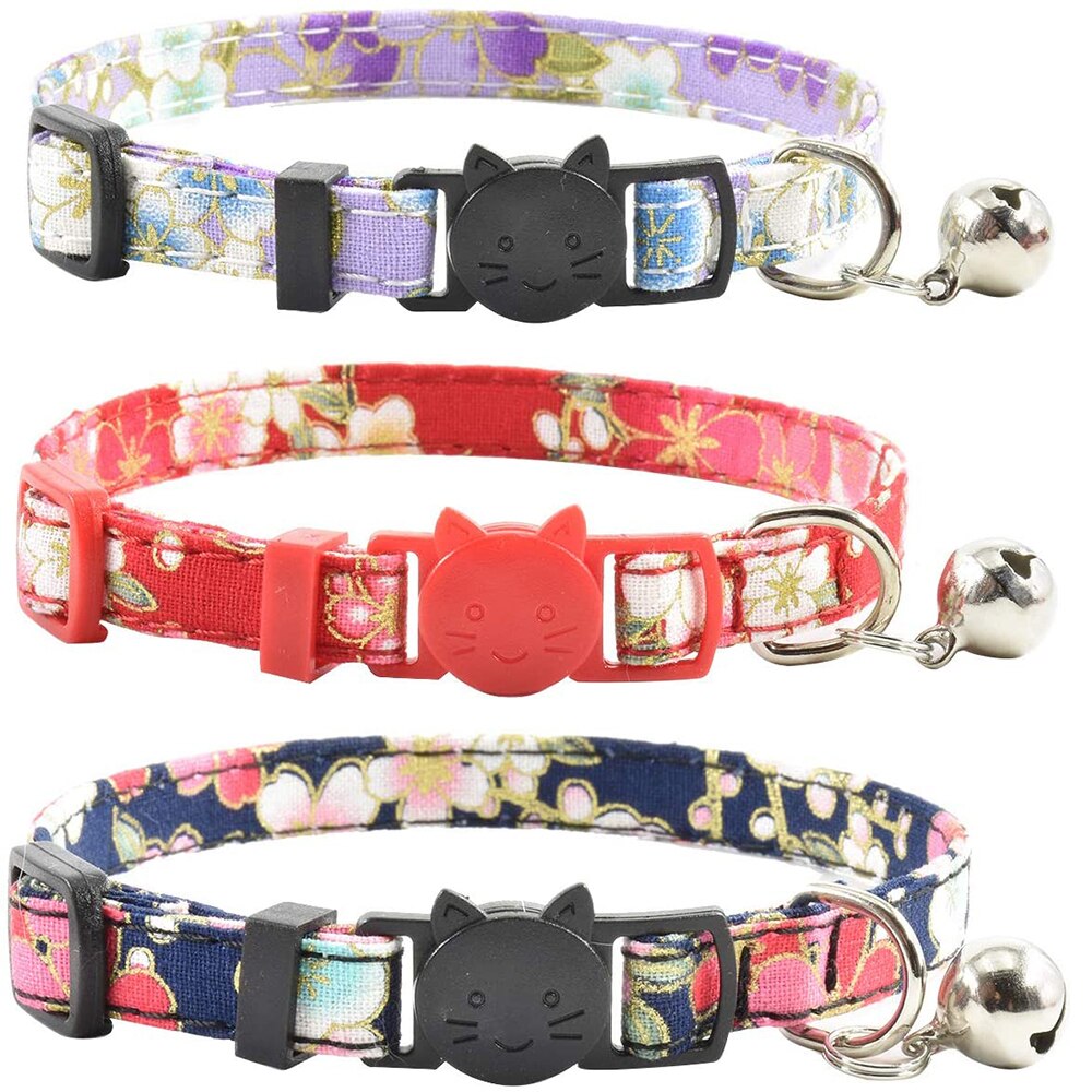 Cat Collar Breakaway with Bell Leopard Durable &amp; Safe Cute Kitten Collars Safety Adjustable Kitty Collar for Cat Puppy 7.5-11in